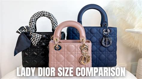 lady dior sizes comparison|lady dior mini vs small.